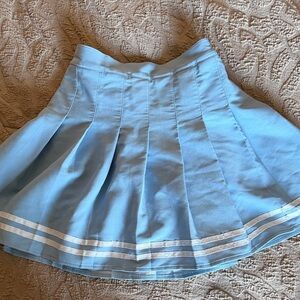 Blue Pleated Women's Skirt with shorts under